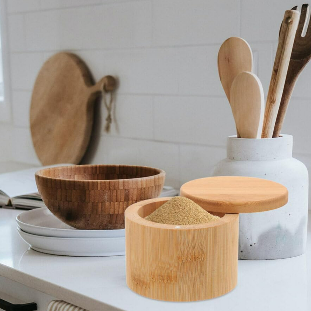 Bamboo Storage Box with Lid for Spices & Essentials 2