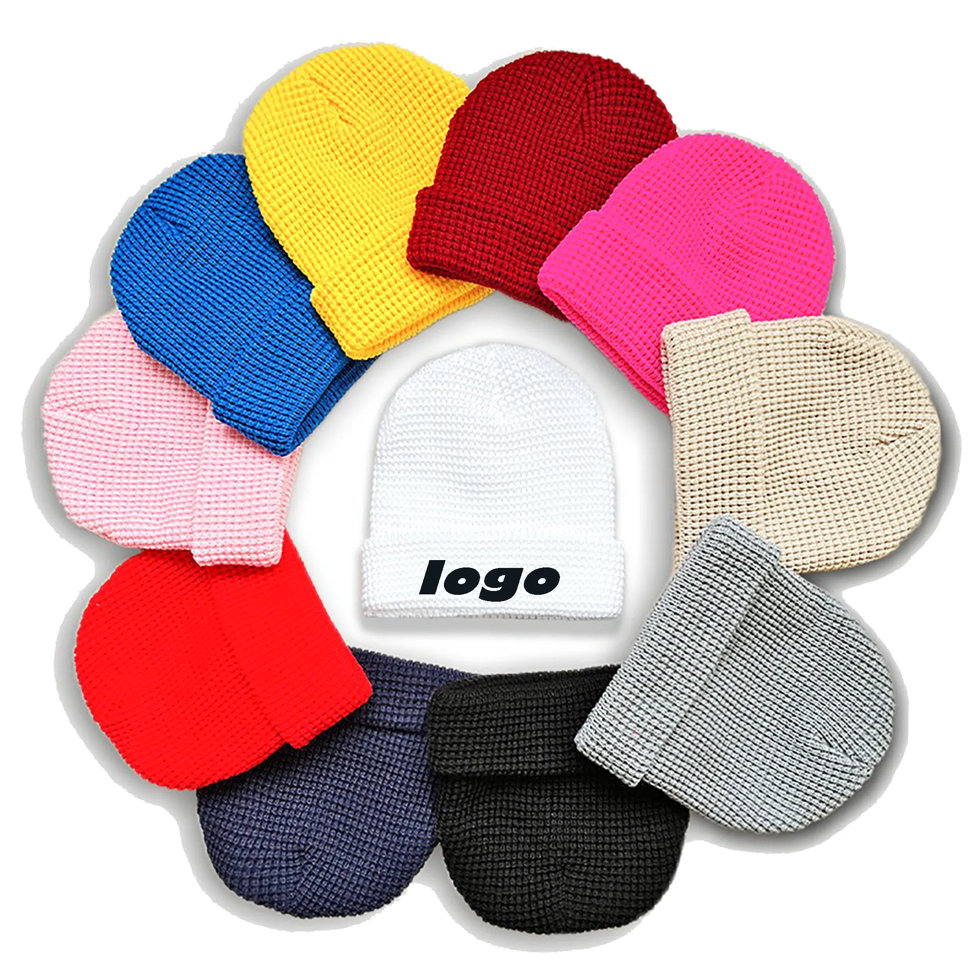 New Waffle Knitted Embroidered Hat 3