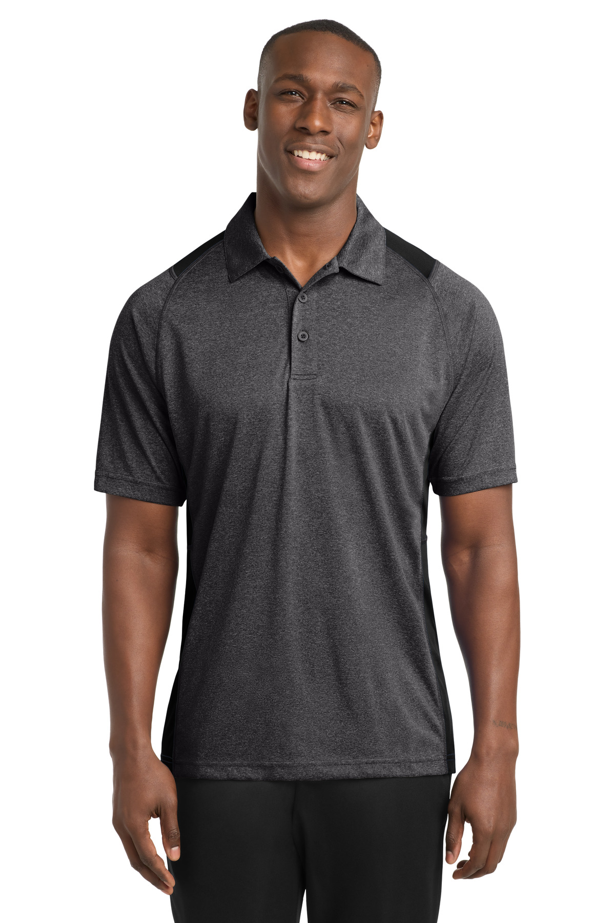 Sport-Tek Heather Colorblock Contender Polo. ST665 3