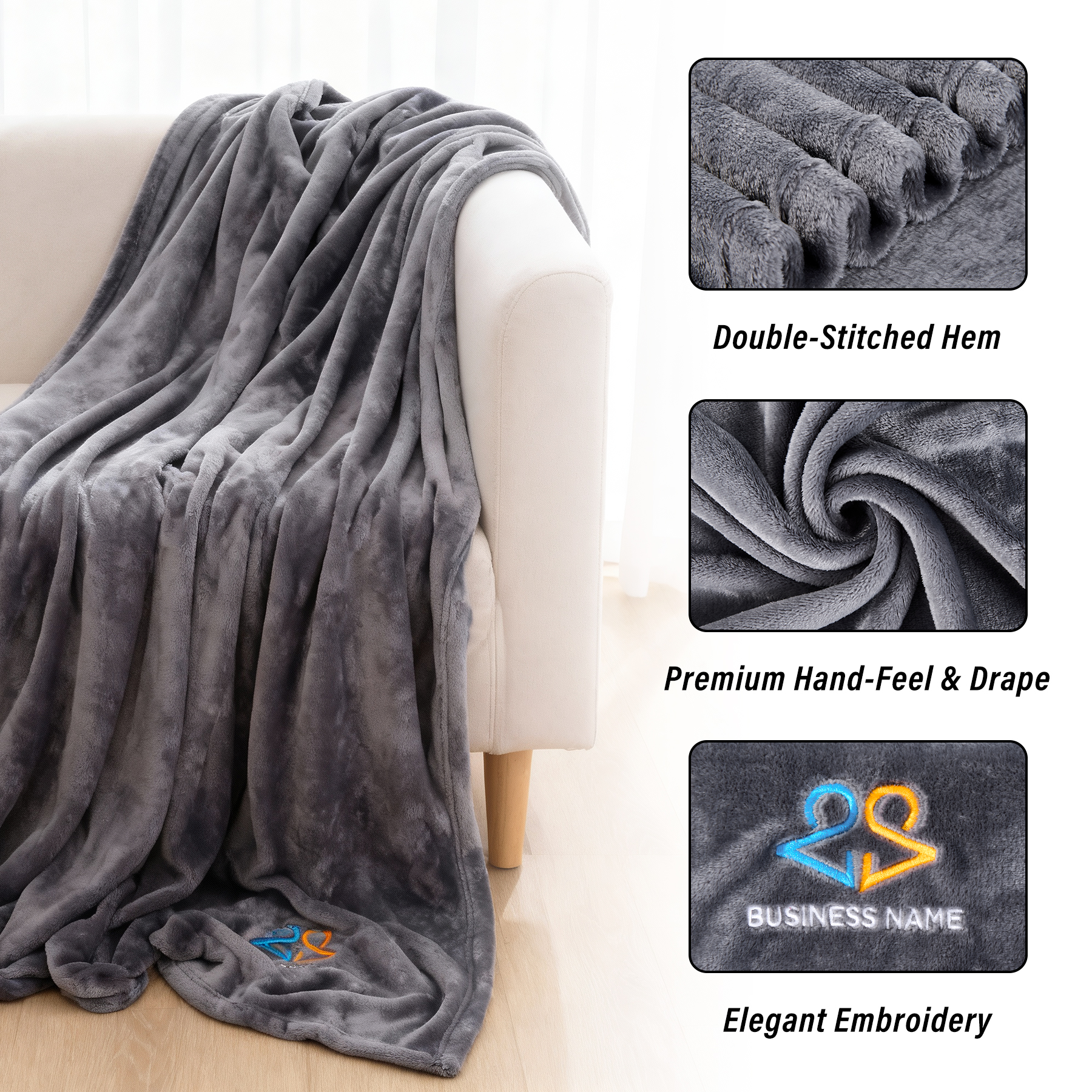 Embroidered Mink Touch Luxury Throw Blanket 50'' X 60'' 8