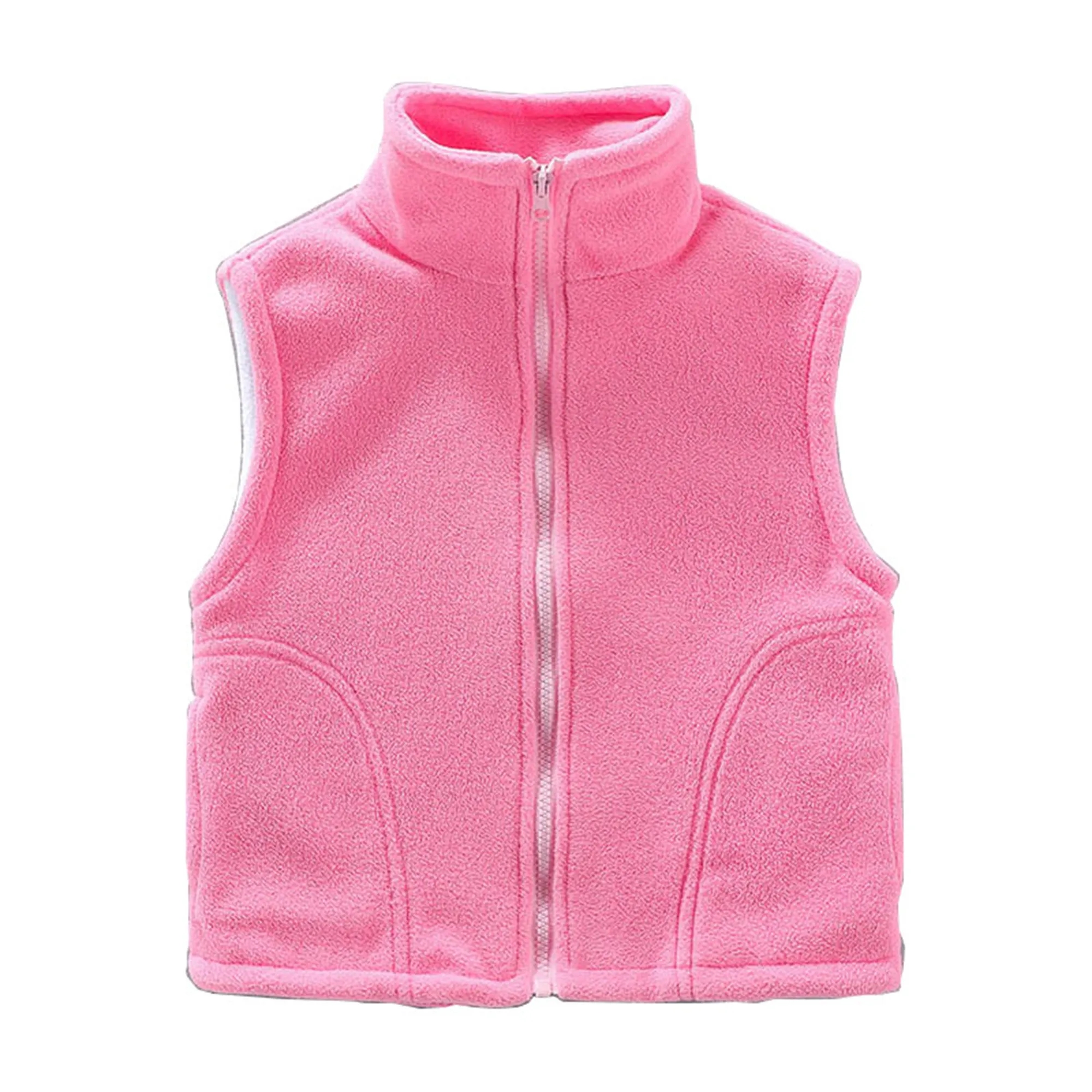 Solid Color Zipper Sleeveless Jacket for Toddler Kid 1