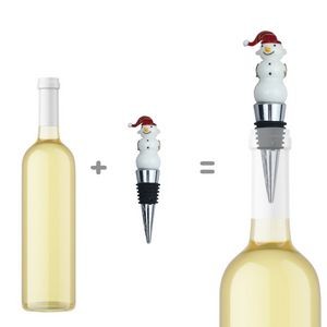 Red Cap Snowman Design Alloy Wine Cork Bottle Stopper 10