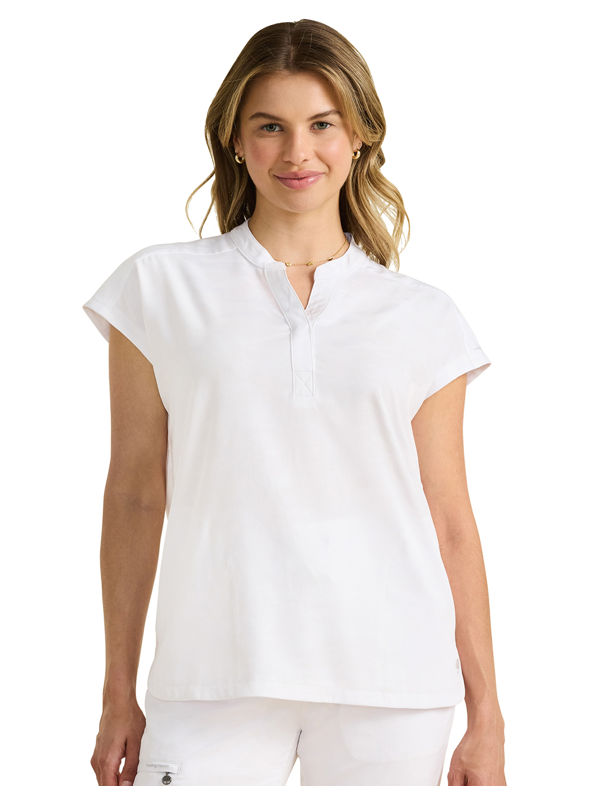 Healing Hands - HH PL Jacquard - Women's 2-Pocket Journey Camo Mandarin Style Top 19