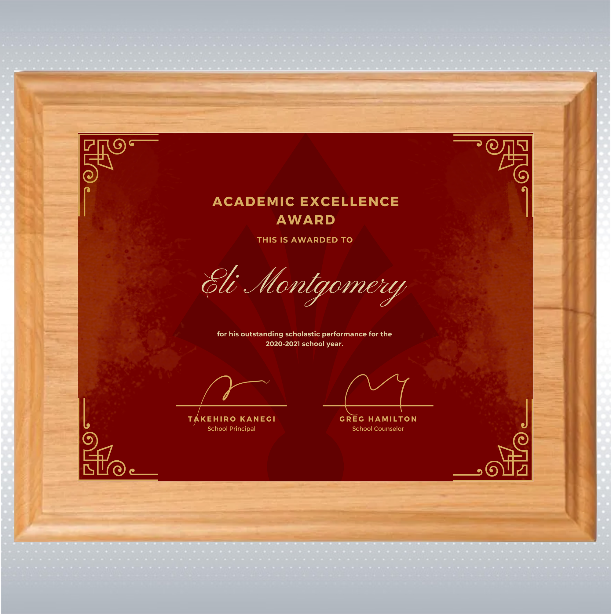 Alder Wood Plaque w/Full Color Sublimated Plate 13