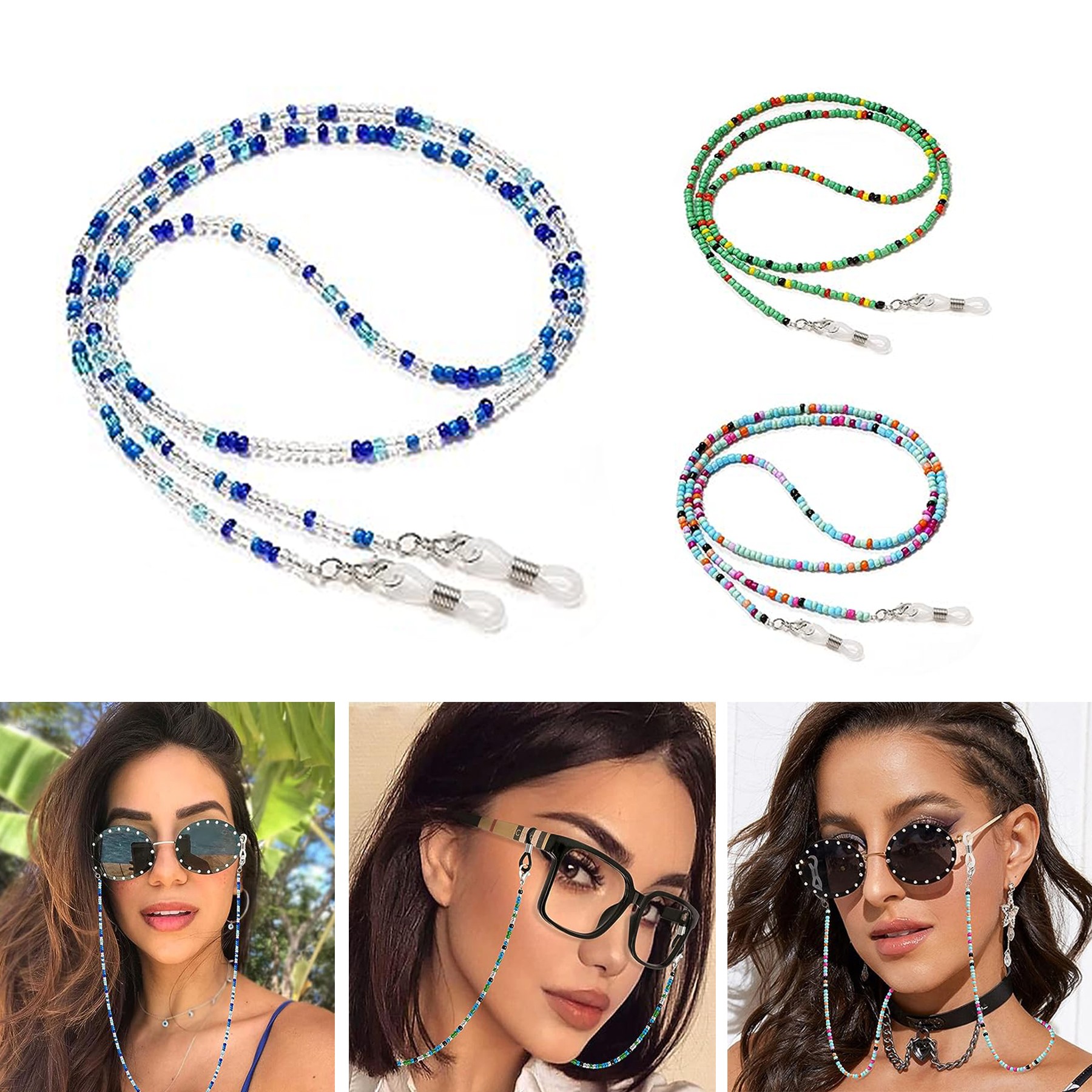 4Pcs Women & Girls Beaded Eyeglass Chains 2