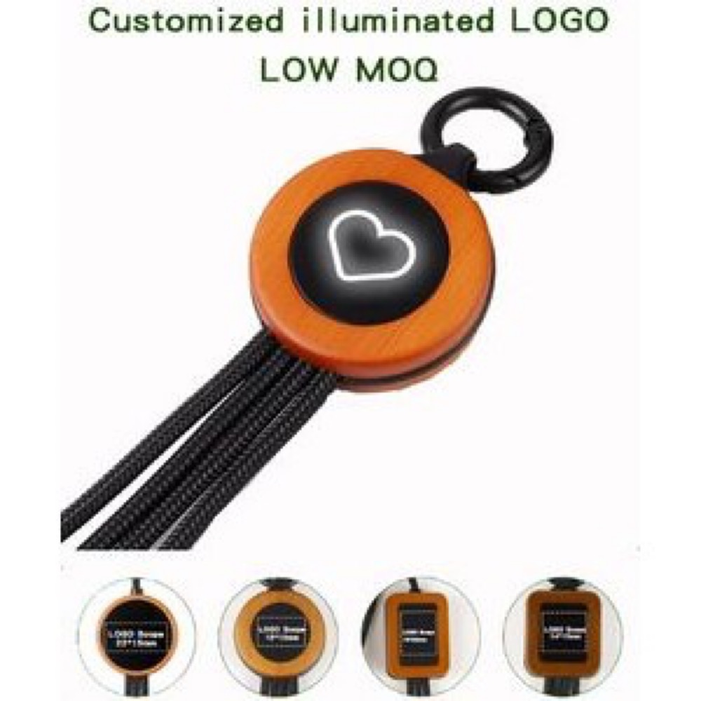 3 In 1 Charging Cable With Led Light Up Logo 6