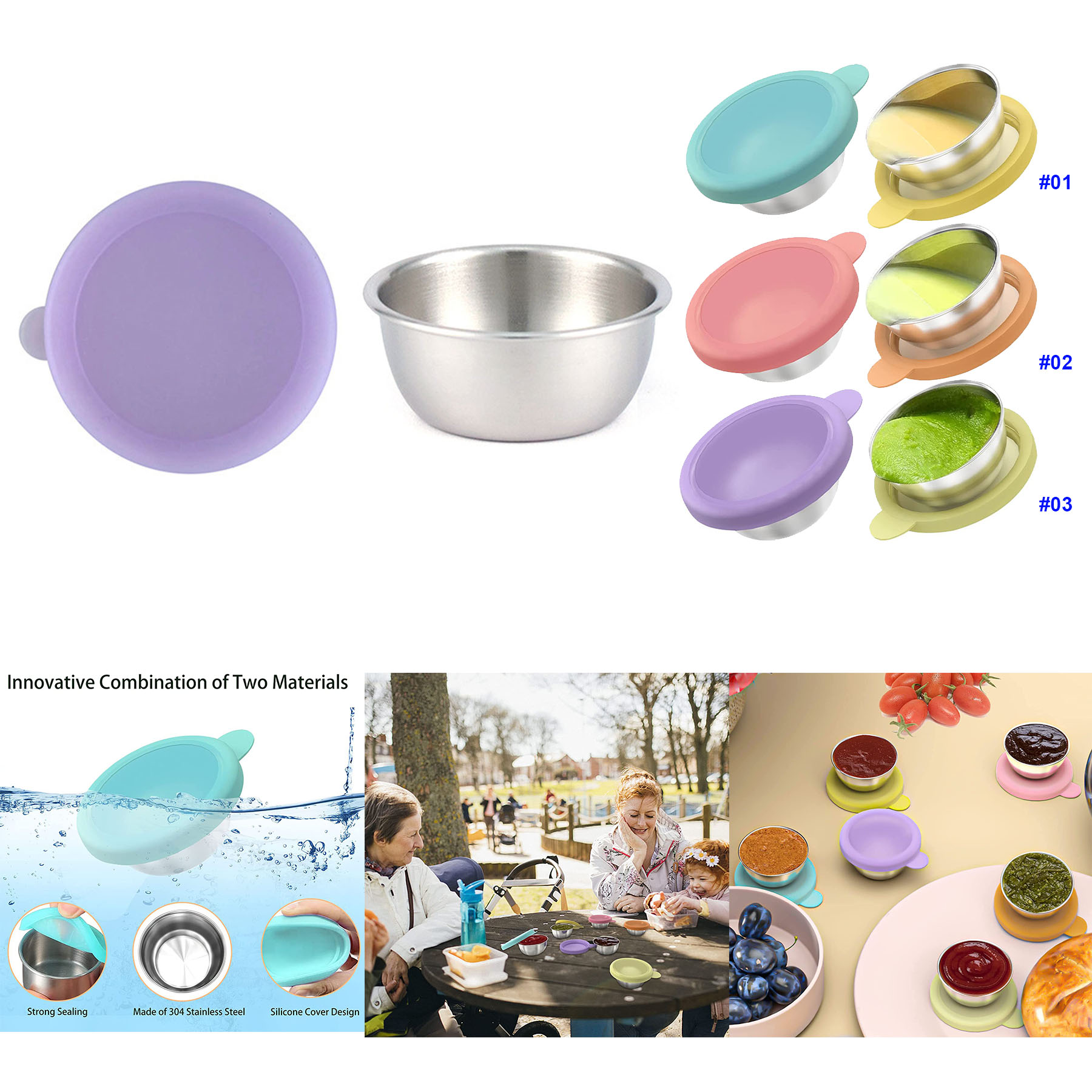 1.6 oz Reusable Small Condiment Containers with Lids 1