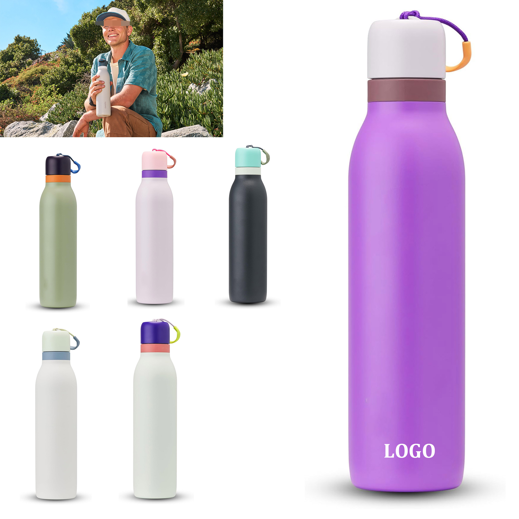 24 oz Double Wall Insulated Stainless Steel Water Bottle, custom water bottle with logo imprint 4