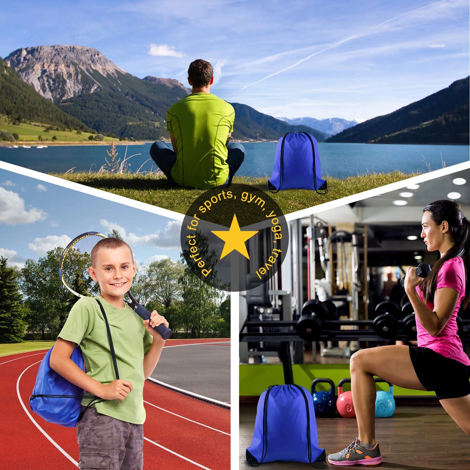 Sport Gym Sack Large Drawstring Reflective Bag 4