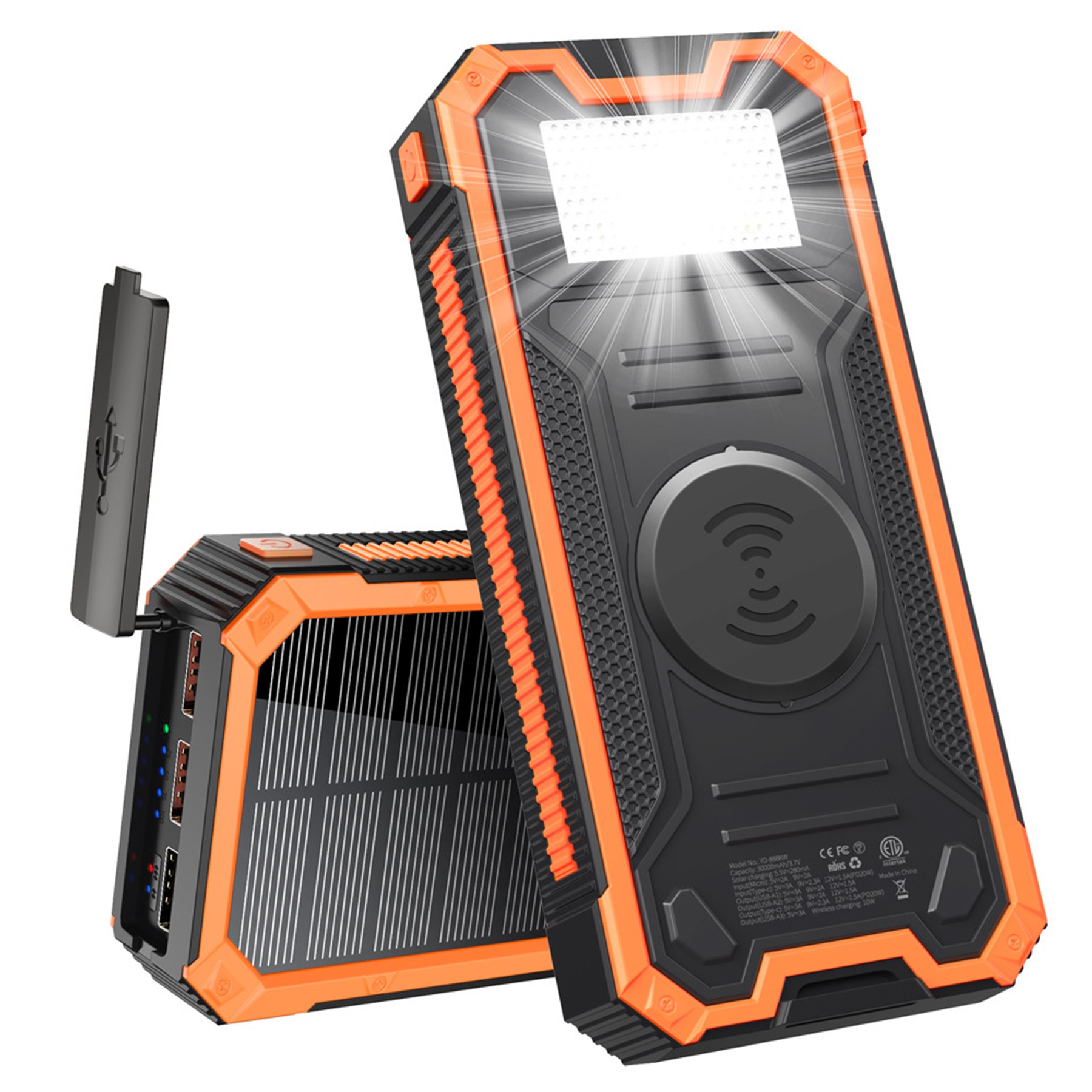 20000Mah Solar Power Bank Flashlight 4