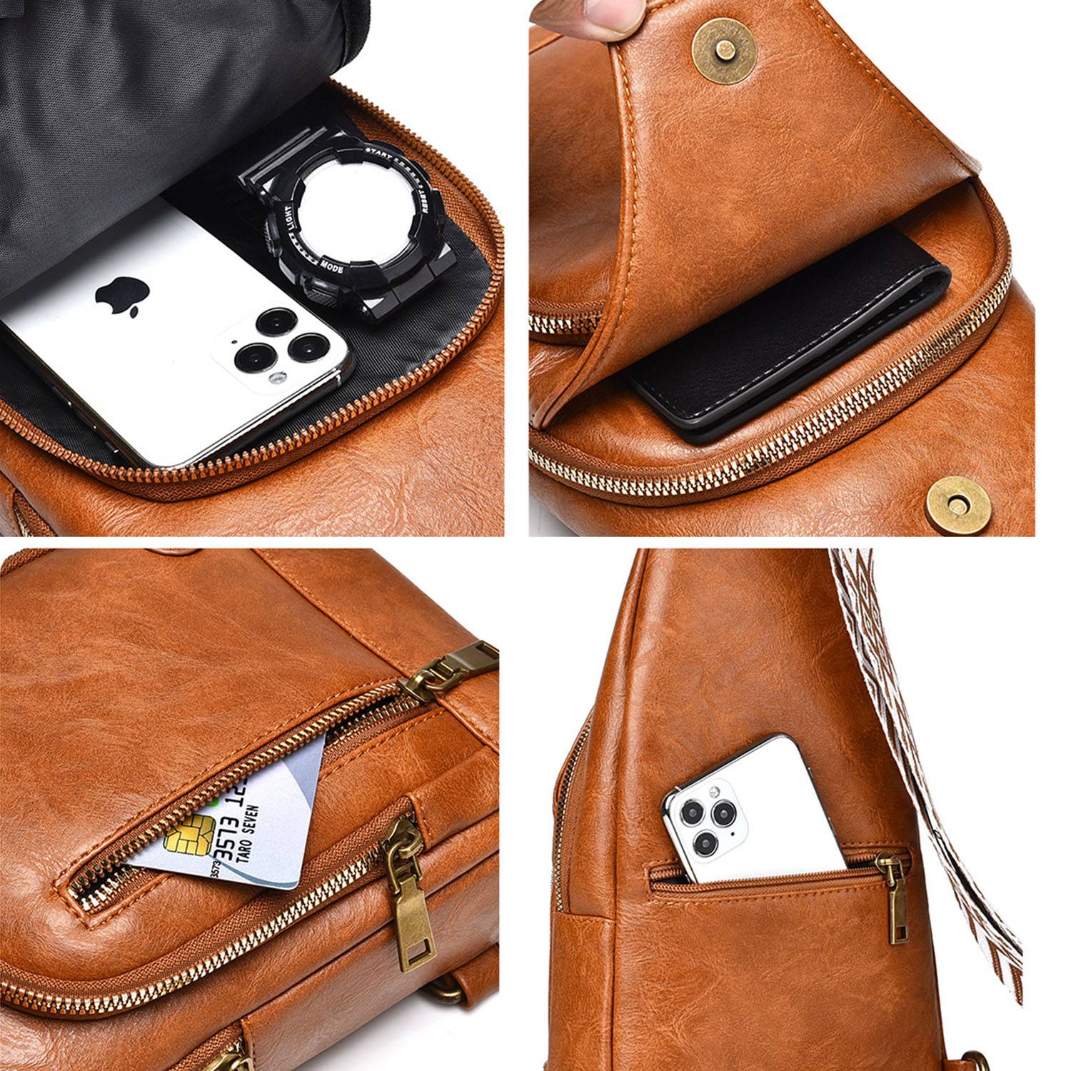 PU Leather Crossbody Chest Bag For Man 5