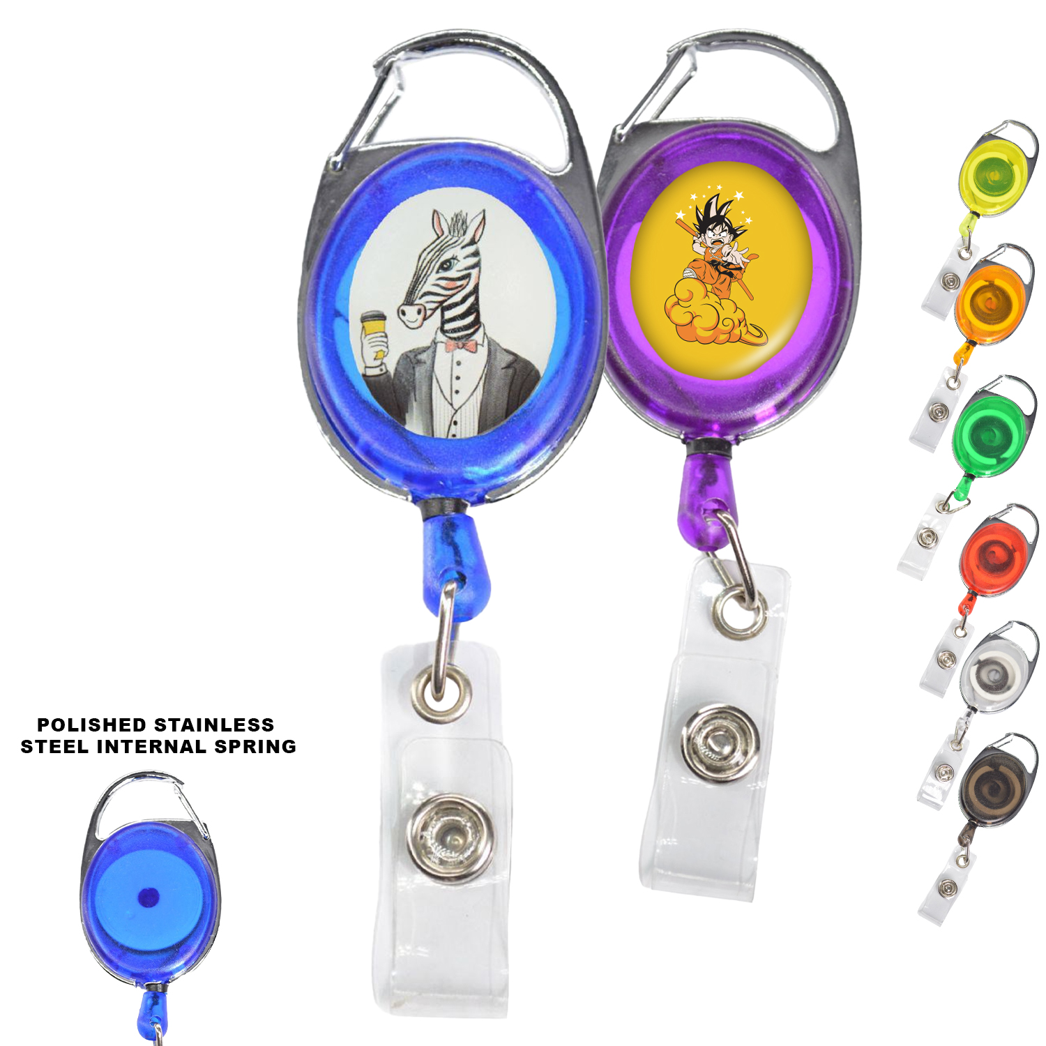 Both Side Flat Transparent Oval Carabiner Badge Reel 3