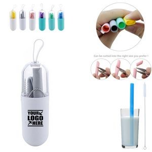 Compact Foldable Silicone Straw With Capsule Case 12
