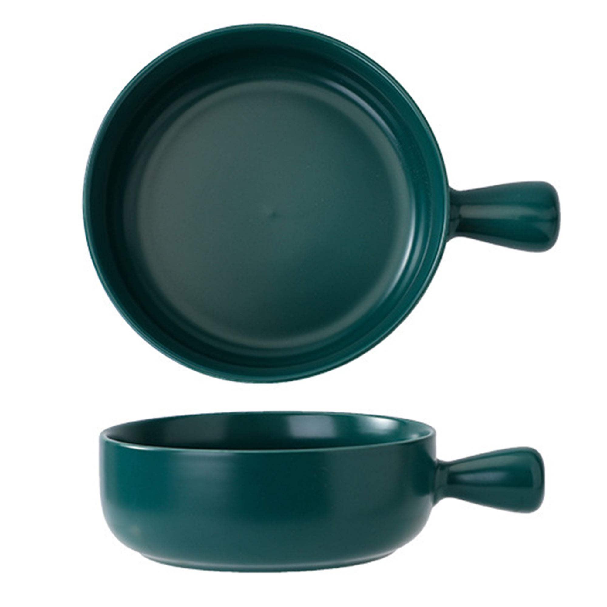 20 oz Round Ceramic Salad Bowl with Handle 7