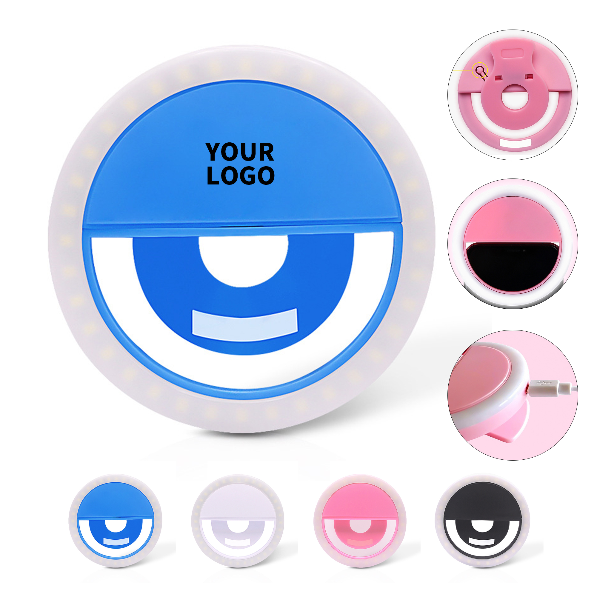 USB Charging Round Selfie LED Light With Rotating Clip 7