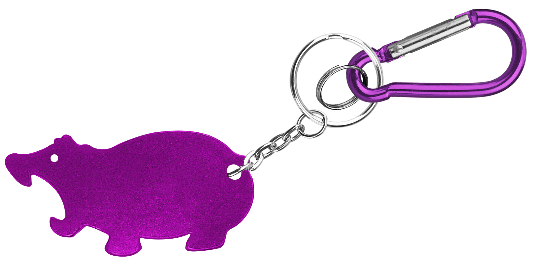 Jumbo size hippo shape bottle opener with key chain & Carabiner 1