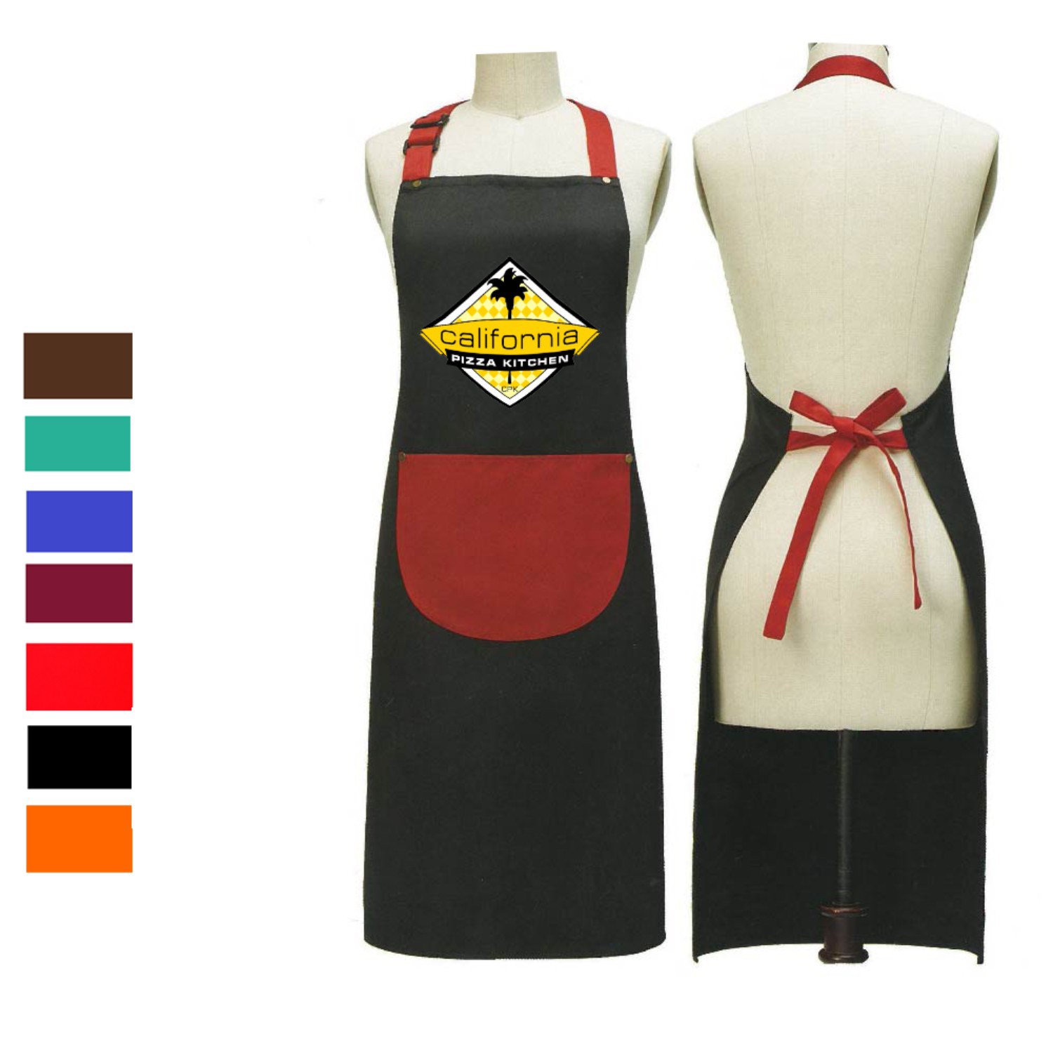 12 oz. Double frock Kitchen Apron w/ Contrast strap & Pocket 1