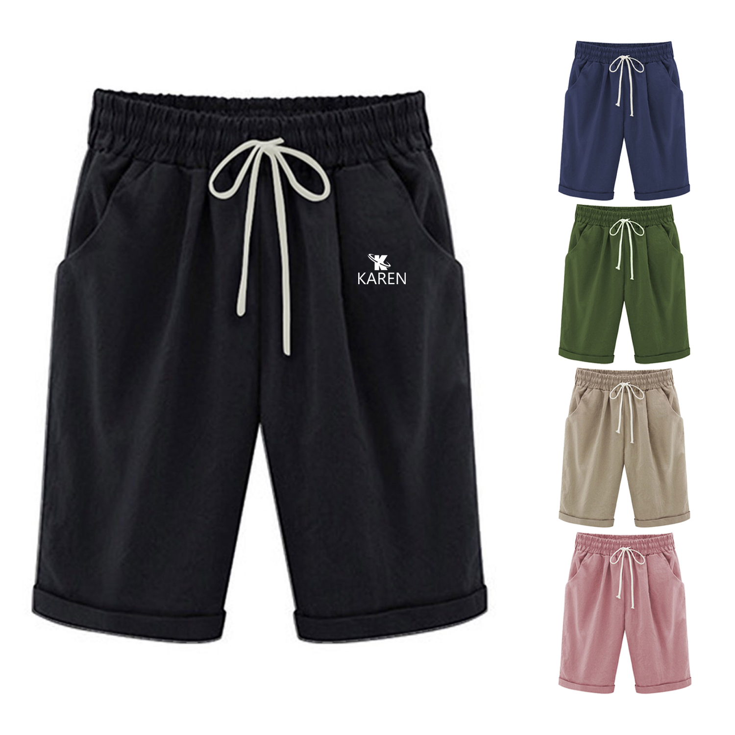 Plus Size High Waist Drawstring Shorts 1