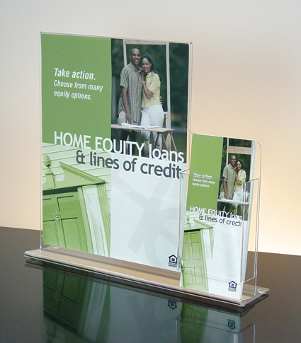 Counter Sign Holder for 11"x14" Sign w/ 4"w brochure pocket 16-1/8"w x 14"h overall size