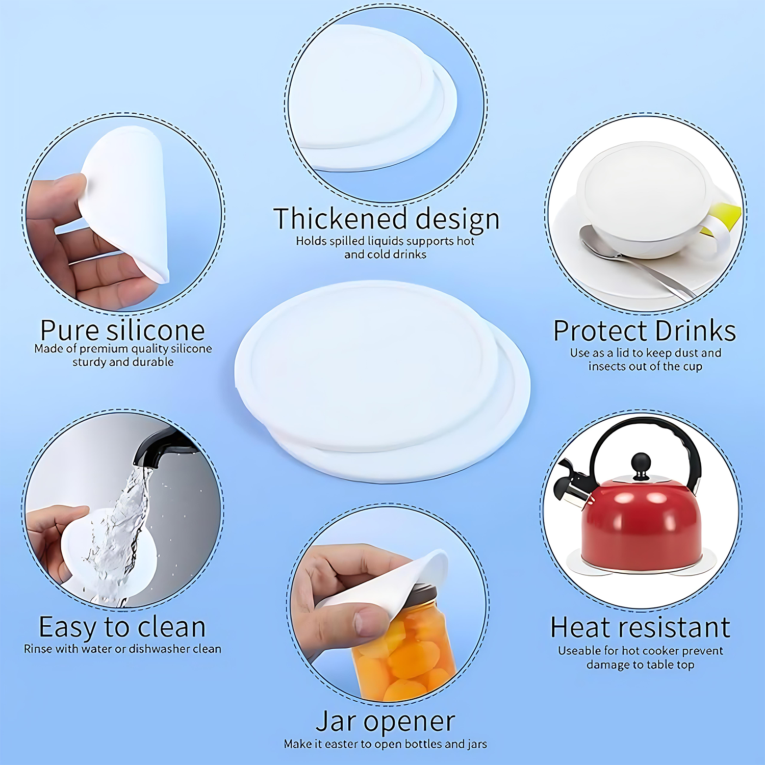 Anti-Stain Silicone Heat-Insulating Coasters 6
