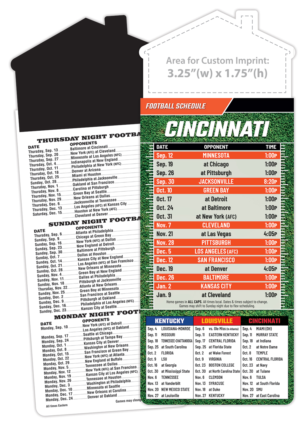 Magna-Card House Shape Magnet Football Schedules (3.5x9)