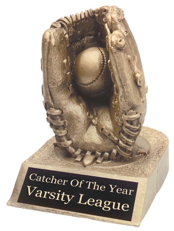 Baseball & Glove Antique Gold Resin Award 2