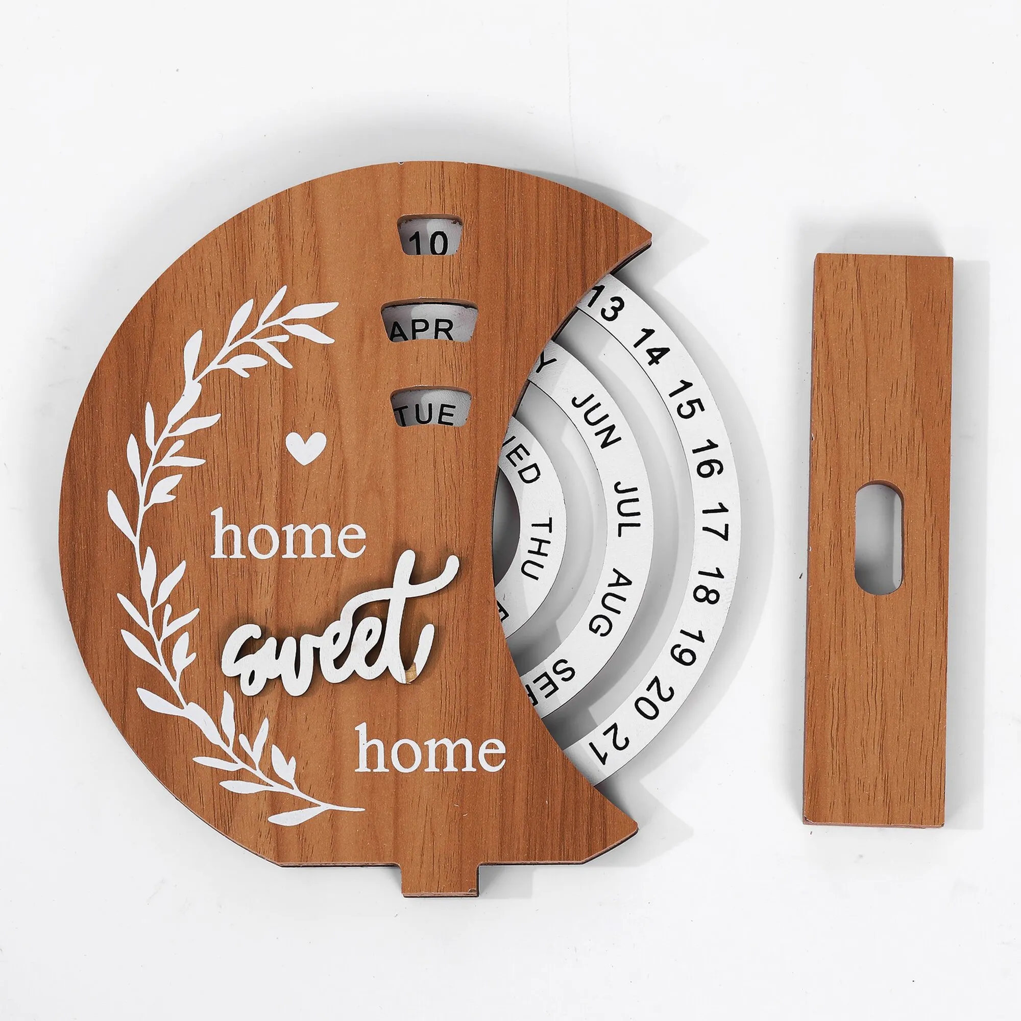 Wood Moon Perpetual Calendar Rotating Date Desk Decor 1