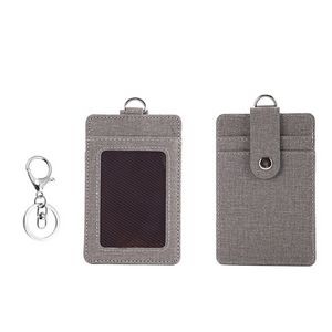 PU Leather 2 Pockets Card Holder Key Chain 22