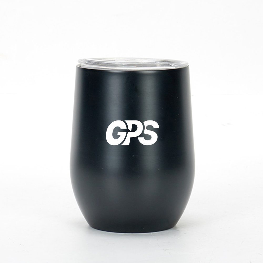12oz SS304 Coffee Mugs Double Walled Egg Wine Cup With Lid 3