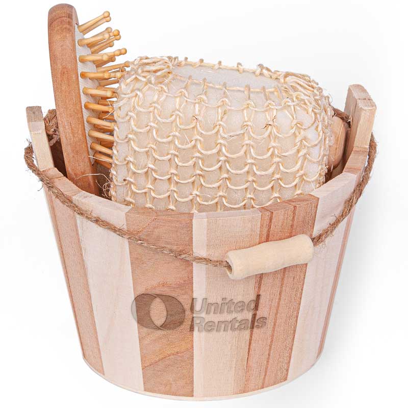 Bamboo Bucket Bath and Massage Set - 5pcs 3