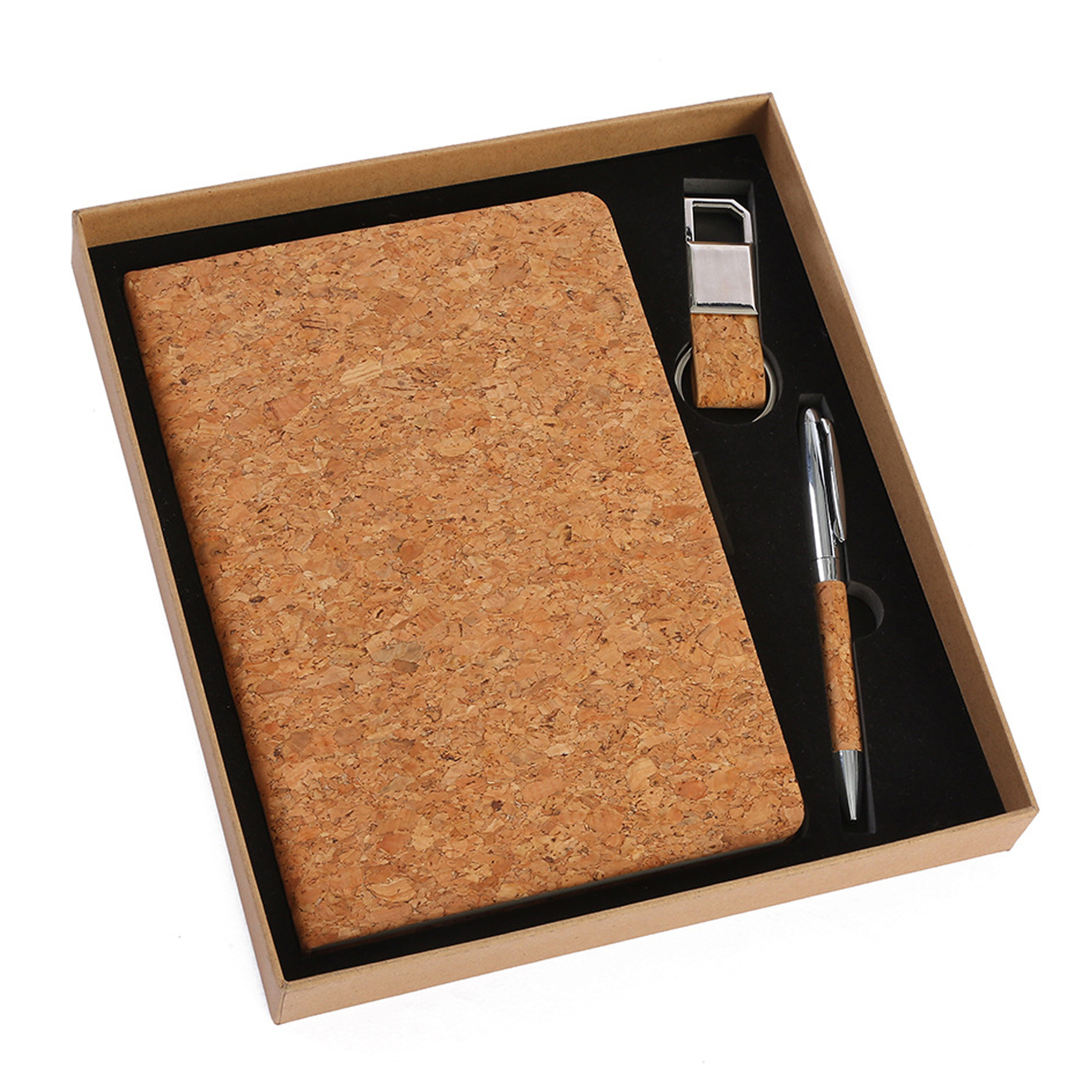 Cork Notebook with Pen and Keychain Gift Set 4