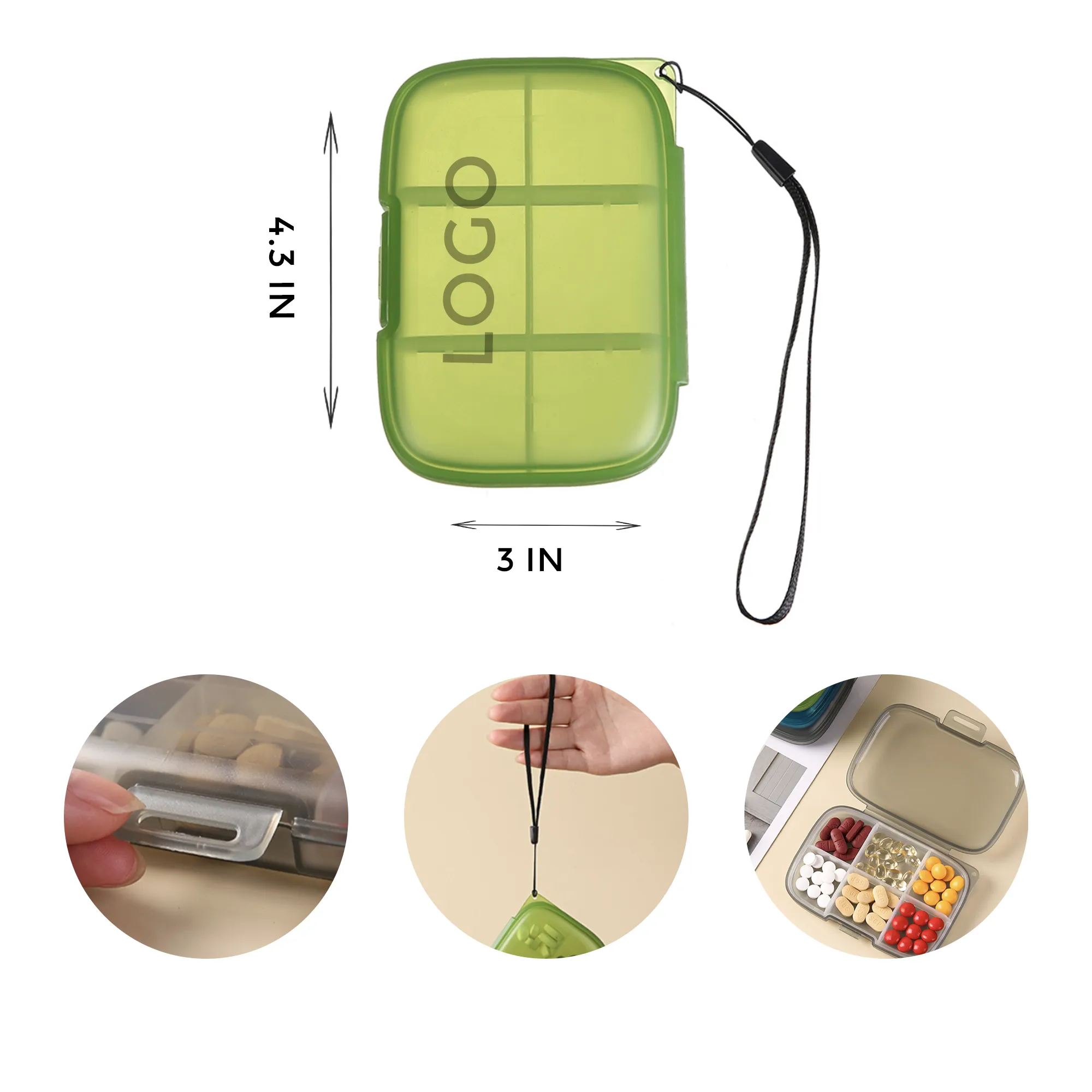 MOQ 10 PCS 6 Compartments Pill Organizer