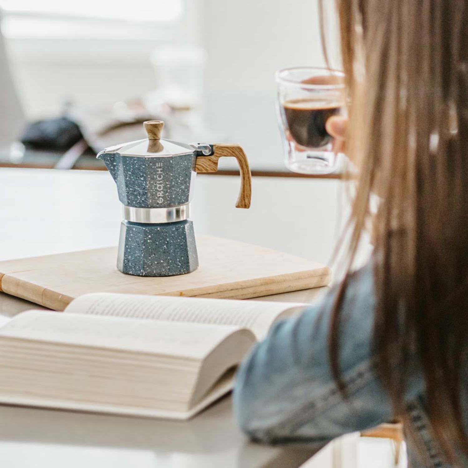 GROSCHE® MILANO Stone 3 Cup Stovetop Moka Pot Espresso Coffee Maker 5