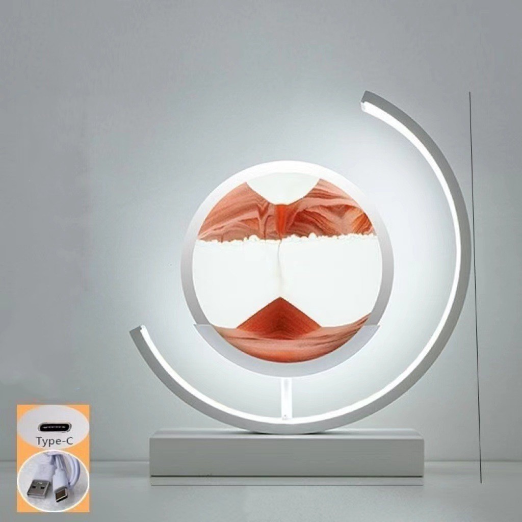 3D Hourglass Moving Sand Desk Lamp 3-Color Light 2