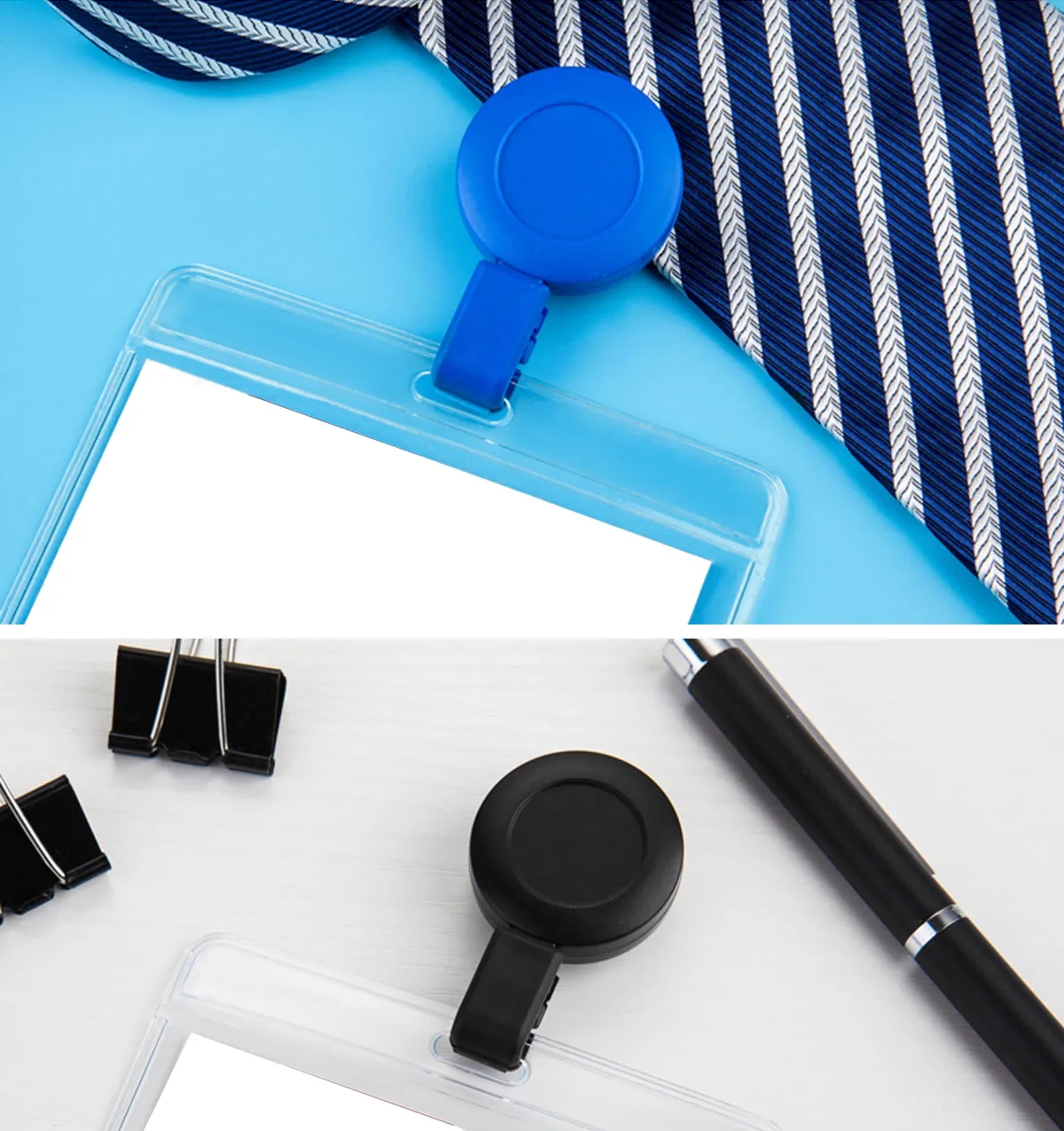 Retractable Badge Holders with Carabiner Reel Clip 3