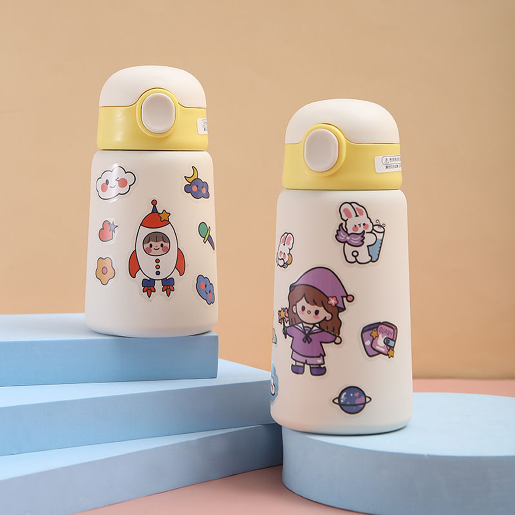 14Oz Kids Cute Stainless Steelwater Bottle With Straw Lid 2