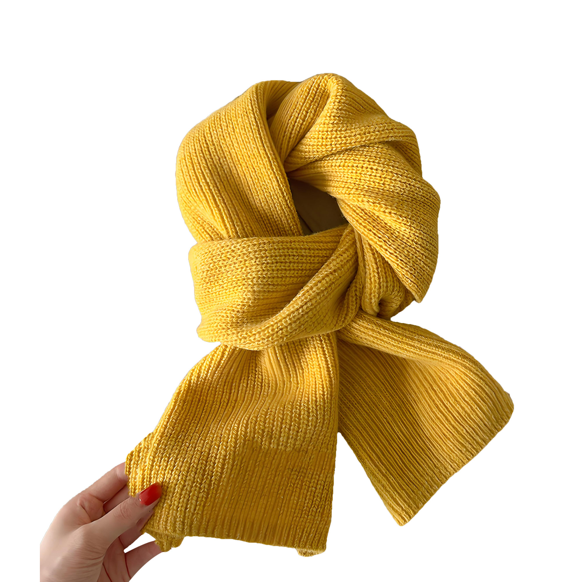 Solid Color Wool Knitted Scarf 3