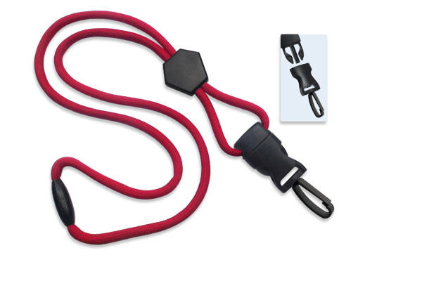 1/4" Blank Detachable Lanyard w/D-tach Plastic Swivel Hook (Red) 1