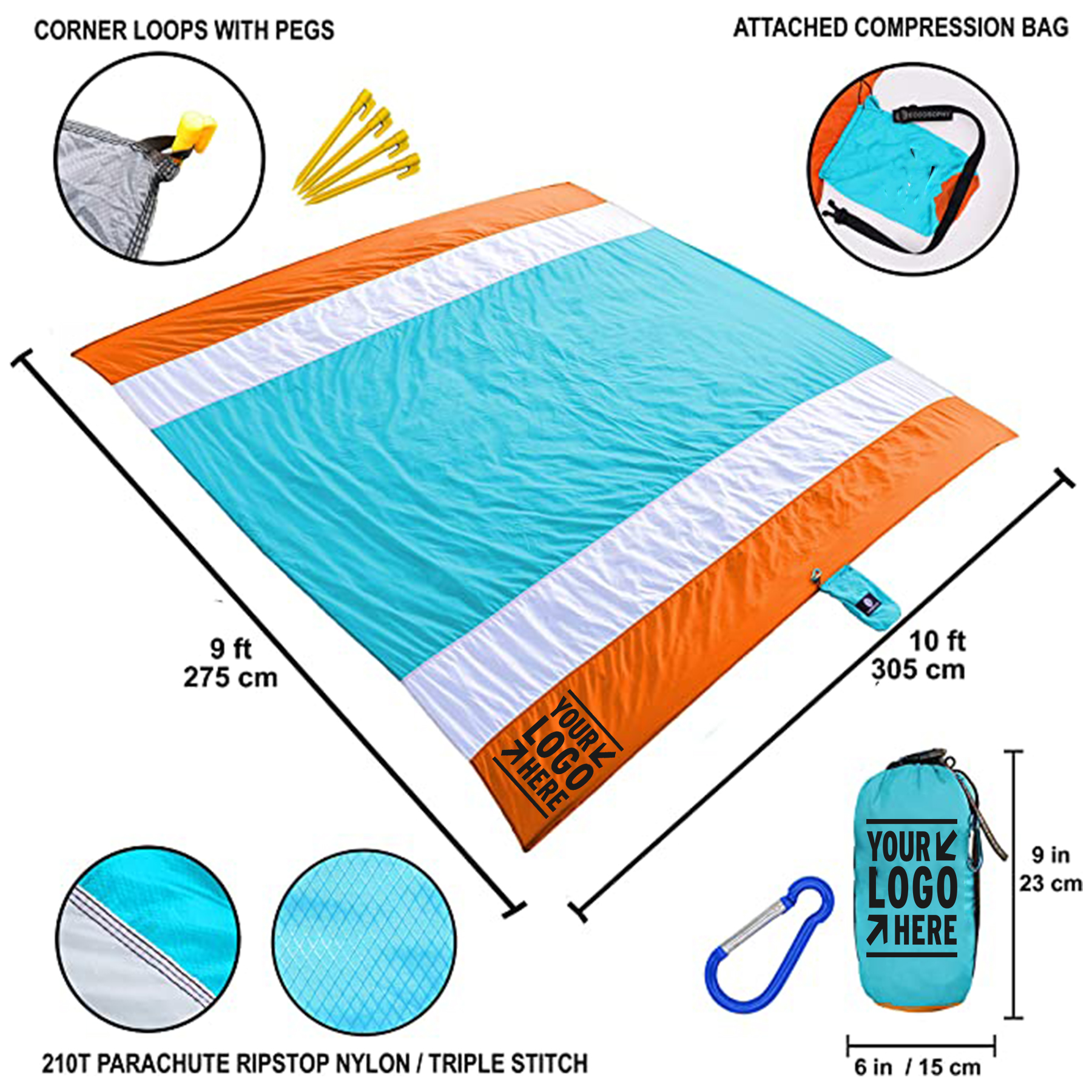 108 x 120 Inches Oversized Sand Free Beach Mat 2