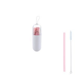 Compact Foldable Silicone Straw With Capsule Case 24