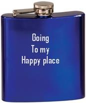 Laser Engraved Gloss Blue Stainless Steel Flask 2