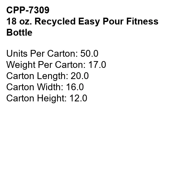 18 oz. Recycled Easy Pour Fitness Bottle 11