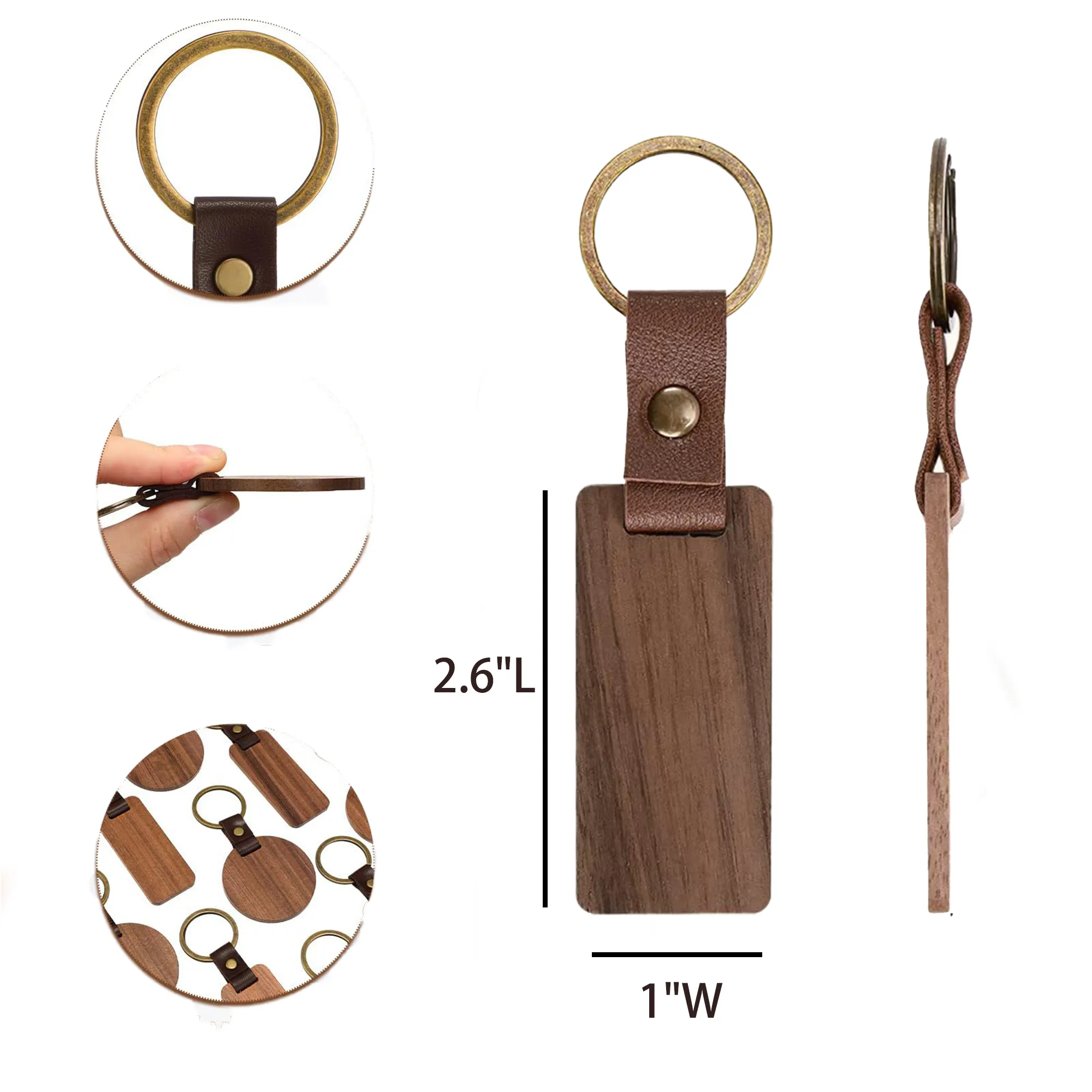 Woody Key Chain with PU Strap Split Ring 5