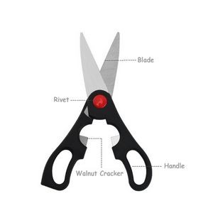 Ergonomic Kitchen Scissors With Walnut Cracker Handle Stainless Steel 13