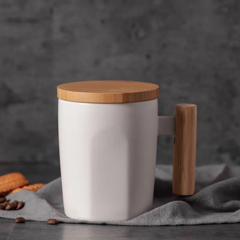 Ceramic coffee cup with wooden handle 4