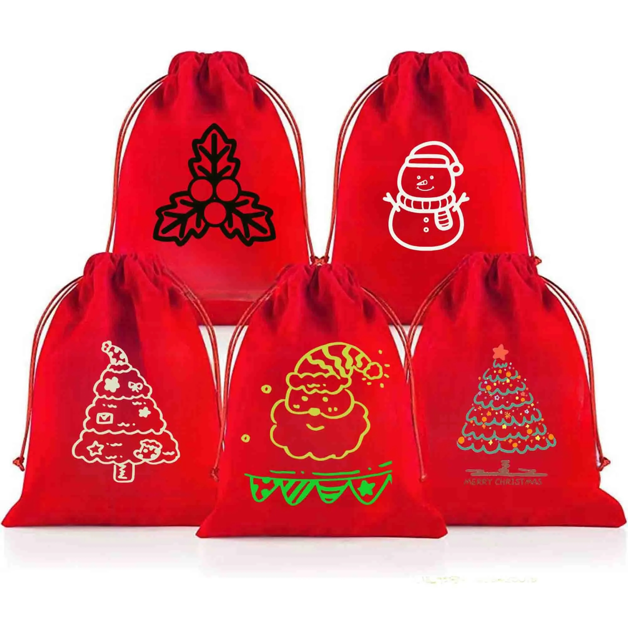Christmas Drawstring Gift Bags with Tags tote 1