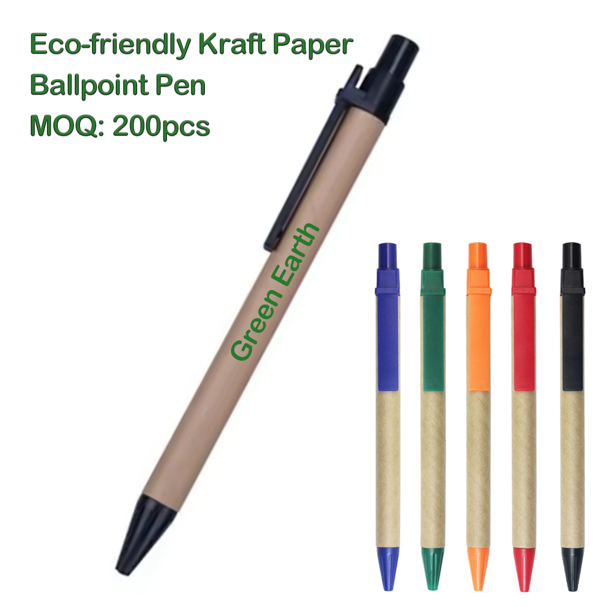 Eco-friendly Recycled Kraft Paper Ballpoint Pen (Wide Clip) 1