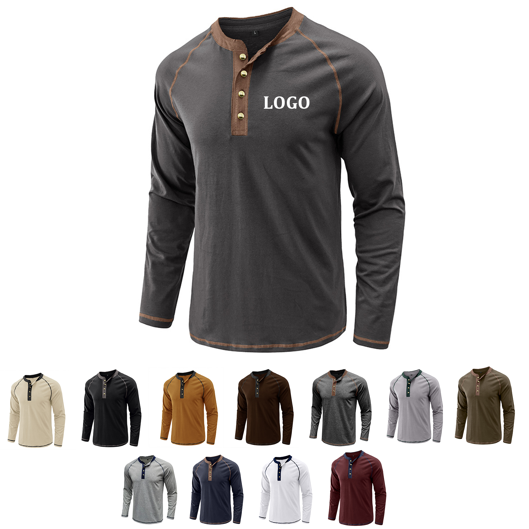 Men's Long Sleeve Henley Shirt 4