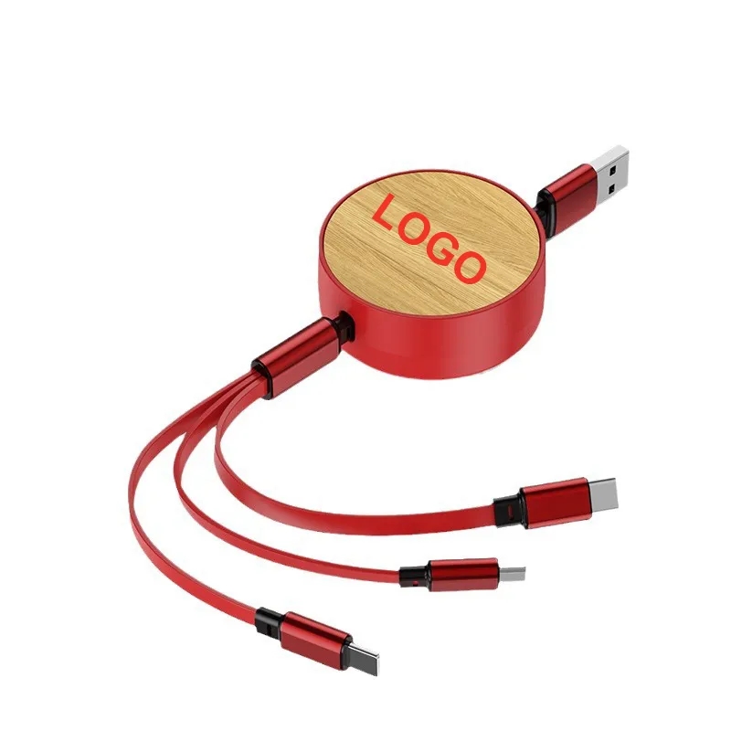 Bamboo Retractable Charging Cable 6