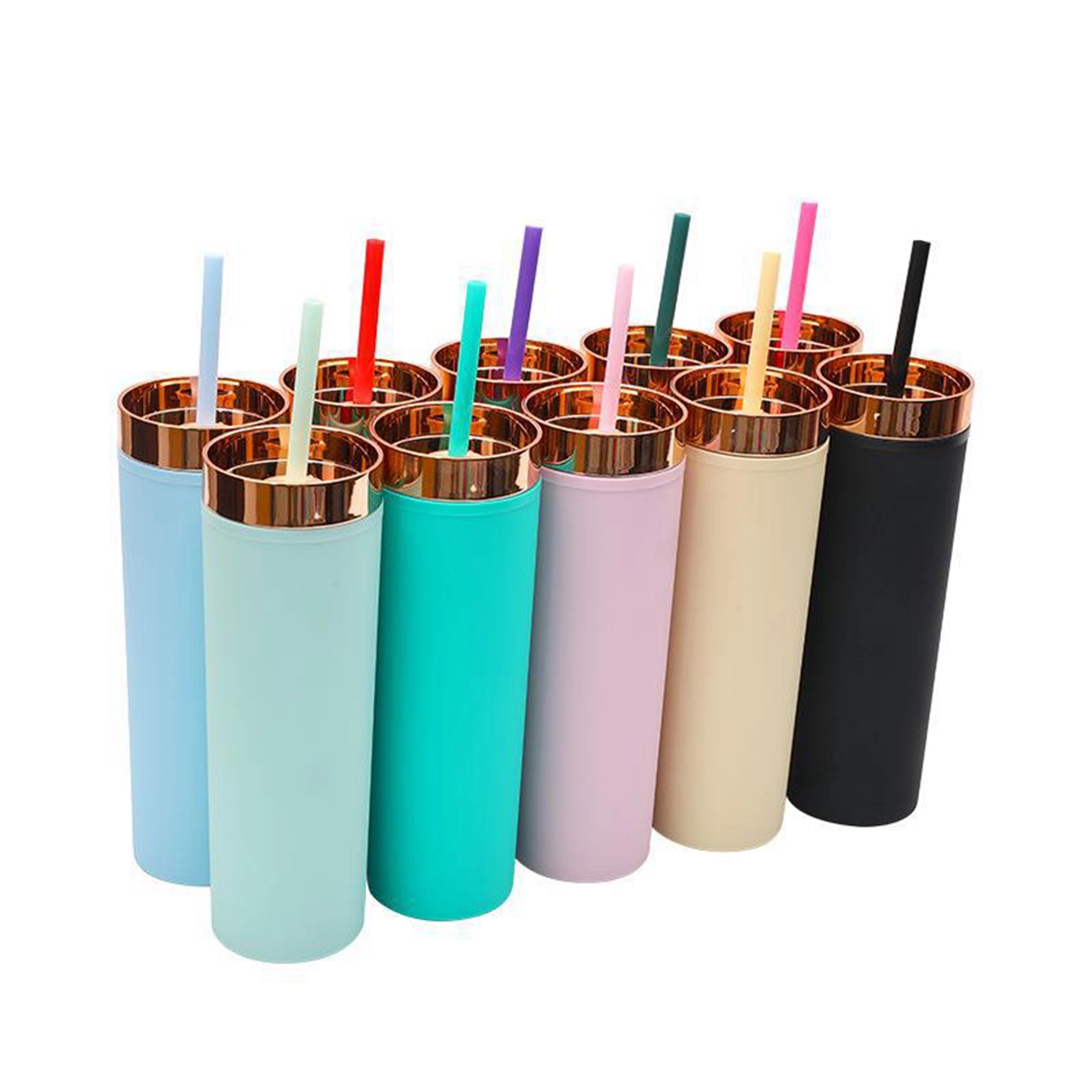 16 Oz. Reusable BPA Free Plastic Tumbler with Straw 18